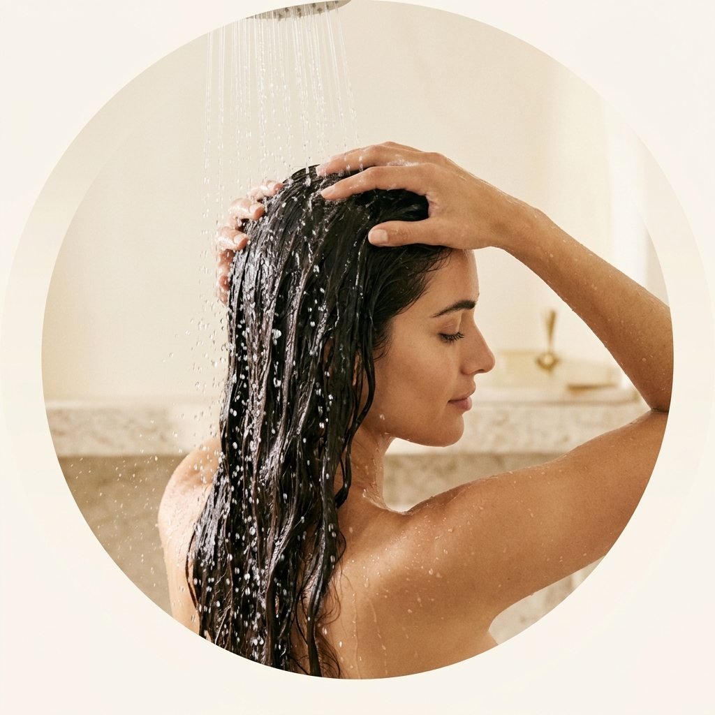 Step 04 — Rinse with Herbal Shampoo