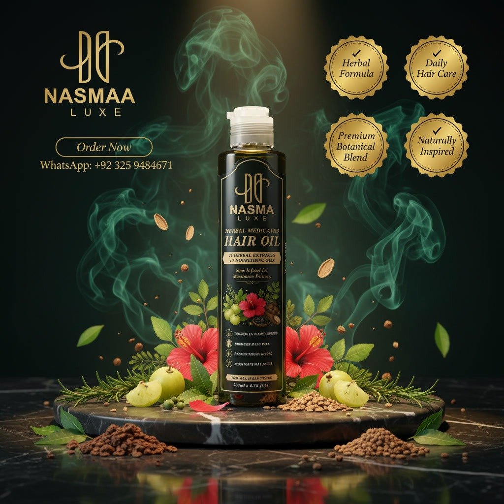 NASMA LUXE herbal hair oil with nourishing oils and natural ingredients